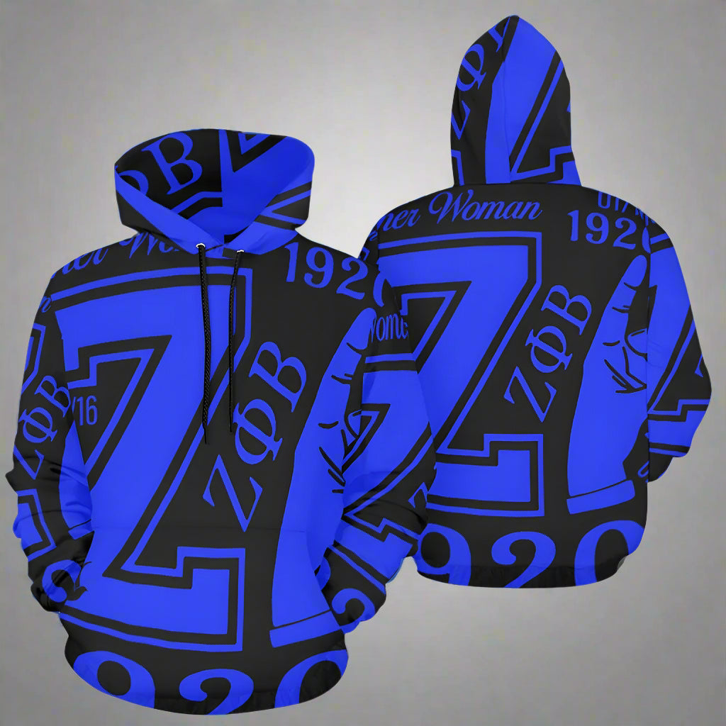 Blue and Black Zeta Phi Beta Hoodie
