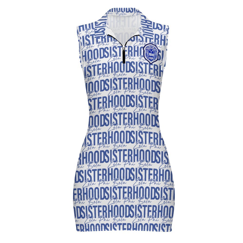 Zeta Phi Beta Sisterhood Polo Sleeveless Zip Up Dress