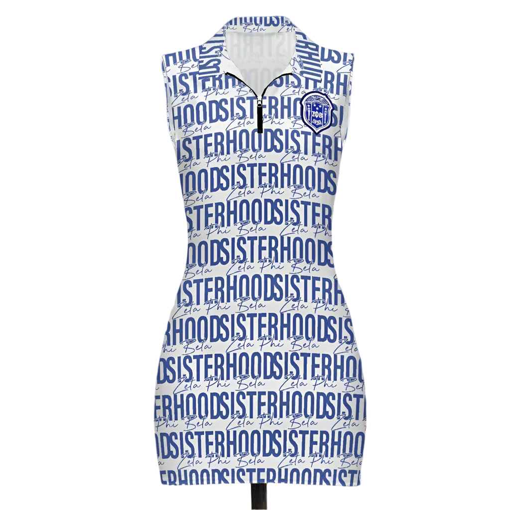 Zeta Phi Beta Sisterhood Polo Sleeveless Zip Up Dress