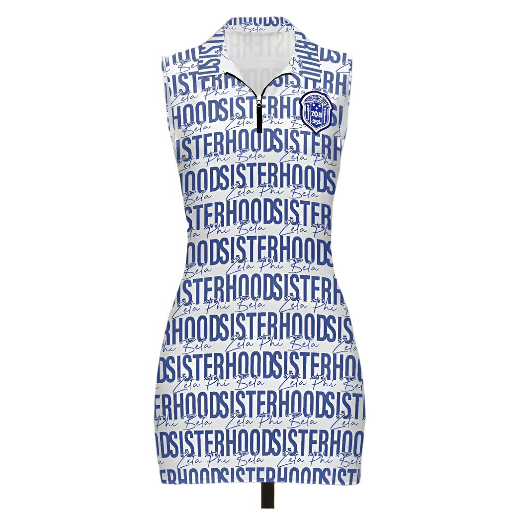 Zeta Phi Beta Sisterhood Polo Sleeveless Zip Up Dress