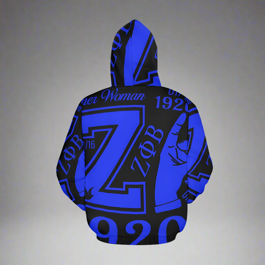 Blue and Black Zeta Phi Beta Hoodie