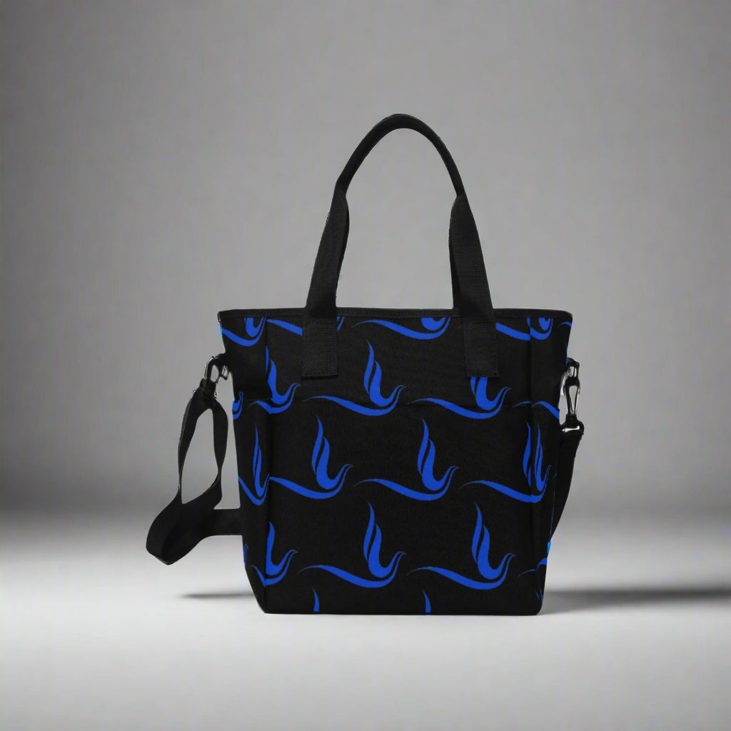 Blue Zeta Dove Pattern Insulated Lunch Bag with Shoulder Strap