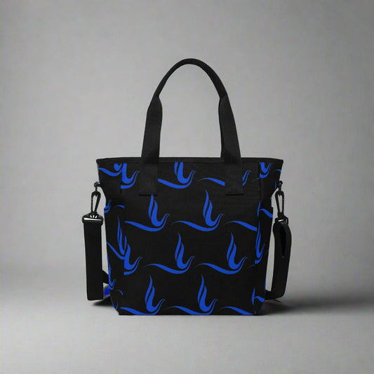 Blue Zeta Dove Pattern Insulated Lunch Bag with Shoulder Strap