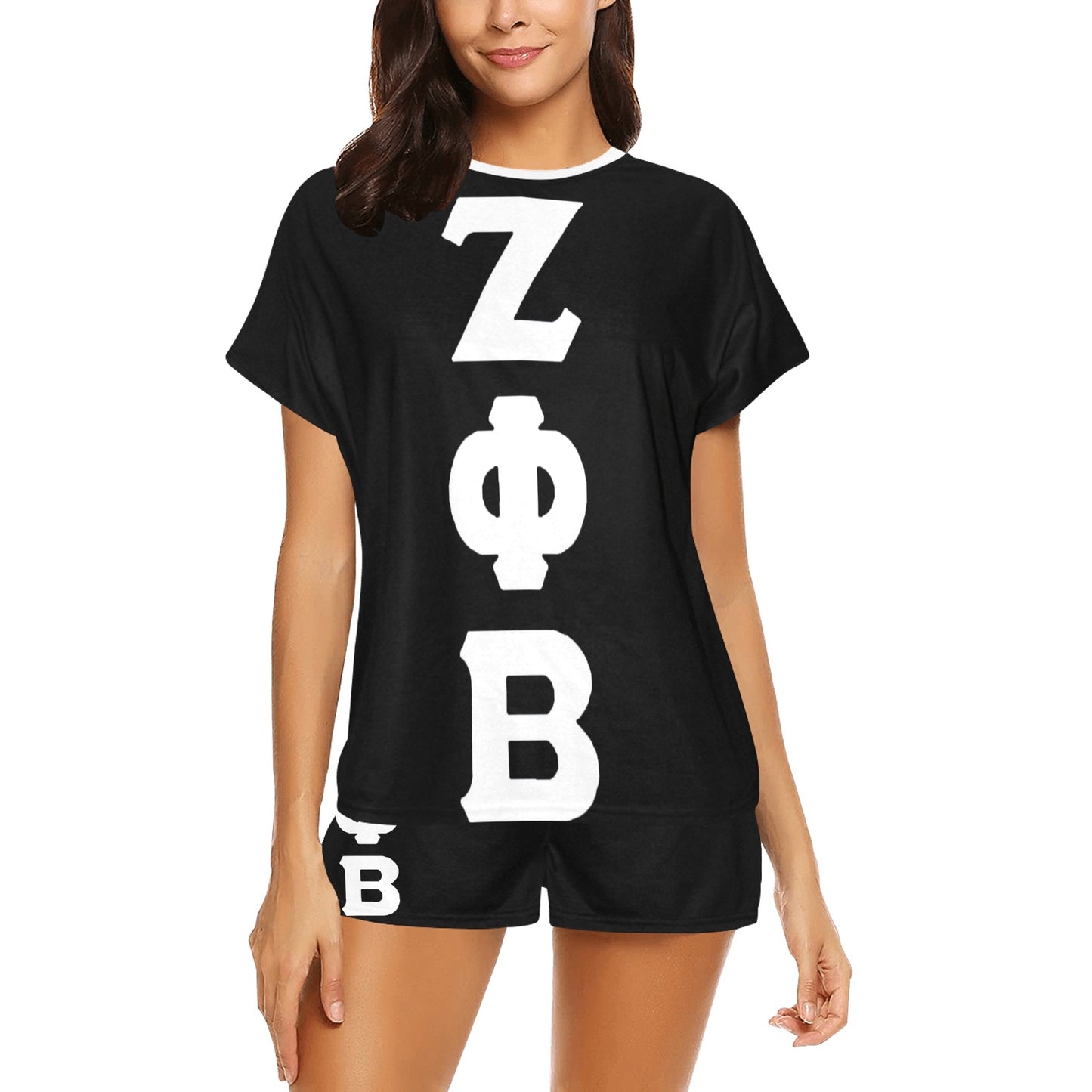 Black Short PJ Set With ZPHIB