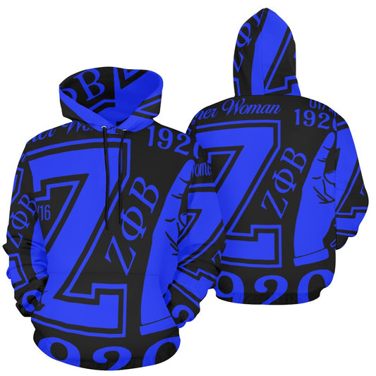 Blue and Black Zeta Phi Beta Women's Hoodie